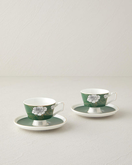 Professional New Bone China Espresso Coffee Cup Set   2 Person   Dark Green