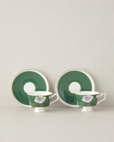 Professional New Bone China Espresso Coffee Cup Set   2 Person   Dark Green