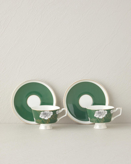 Professional New Bone China Espresso Coffee Cup Set   2 Person   Dark Green