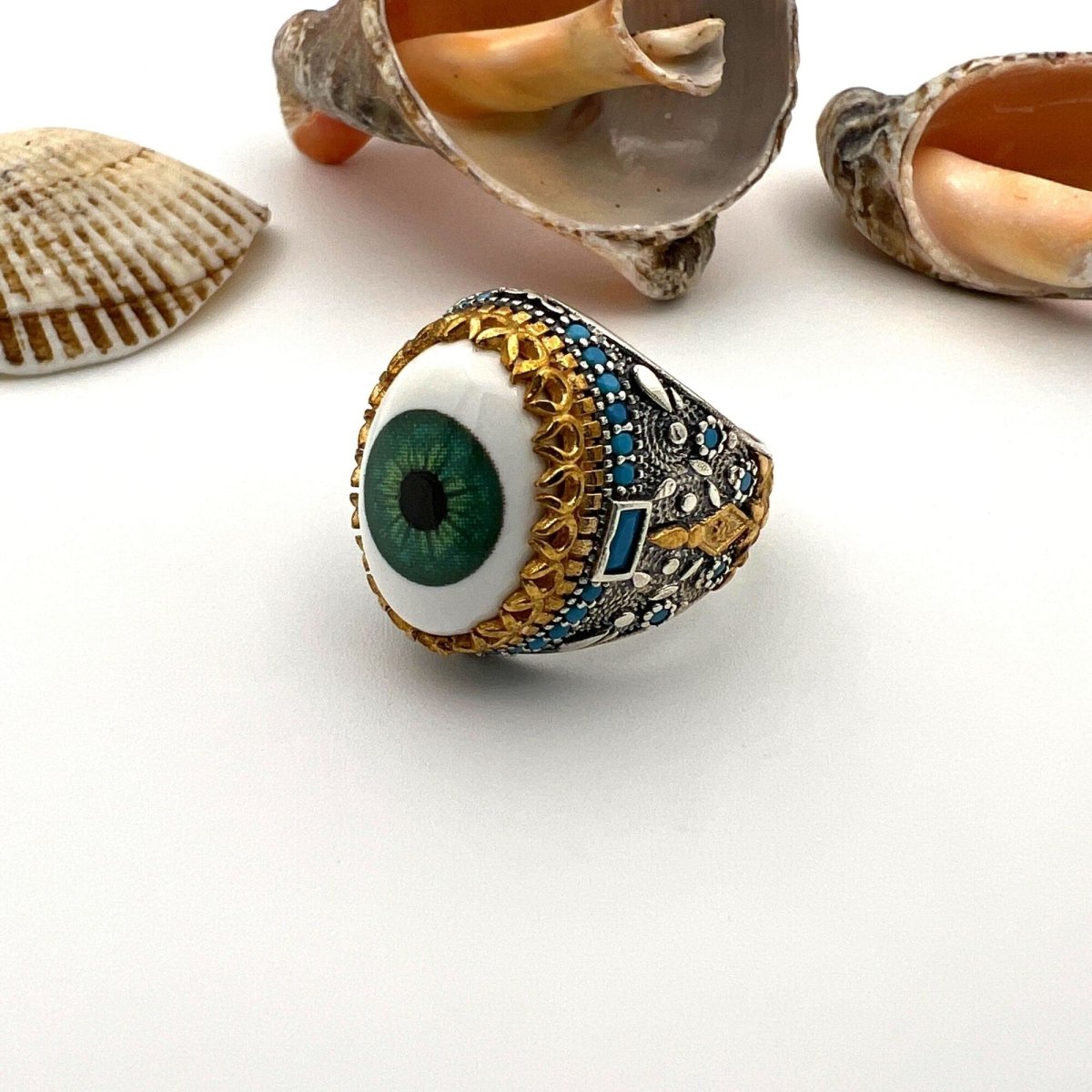 Evil Eye Silver Men's Ring