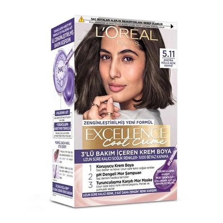 Excellence Cool Creme Permanent Hair Color - 5.11 Extra Ash Light Brown - TryAladdin