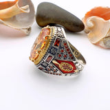 Exquisite Men's Champagne Citrine Sterling Silver Ring | Handmade Turkish Jewelry - TryAladdin