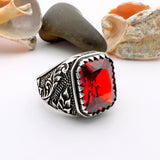 Exquisite Men's Turkish Handmade 925 Sterling Silver Ring - Unique Square Leaf Pattern - TryAladdin