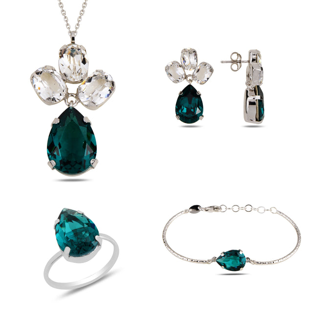 Emerald Gemstone Jewelry Set - Sophisticated Pera Collection