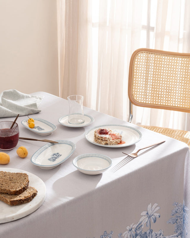 New Bone China Breakfast Set - Elegant Two-Tone Style