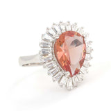 Sterling Silver Zultanite Teardrop Ring with Baguette Accents
