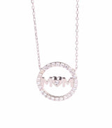 Sparkling Sterling Silver White Zircon 'Mom' Pendant Necklace