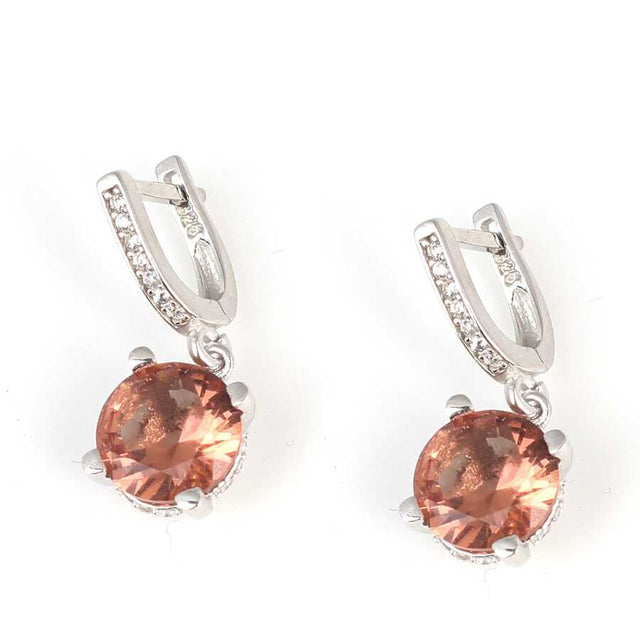 Sterling Silver Round Zultanite Dangle Earrings with Zircon