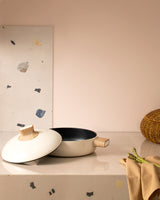 24 cm White Cooking Pot with Lid