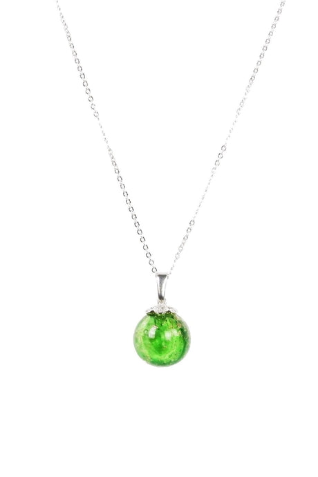 Scented Green Glass Ball Necklace - Aromatherapy Diffuser Pendant