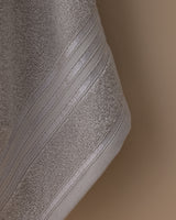100% Cotton Plush Face Towel with Decorative Border - Light Gray
