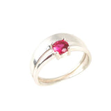Premium 925 Sterling Silver Synthetic Ruby Double Row Ring