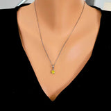 Professional 925 Sterling Silver Round Yellow Citrine Pendant Necklace