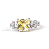 Premium Sterling Silver Square Citrine Gemstone Ring