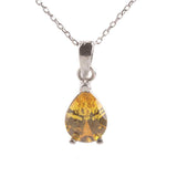 925 Sterling Silver Synthetic Citrine Solitaire Pendant Necklace