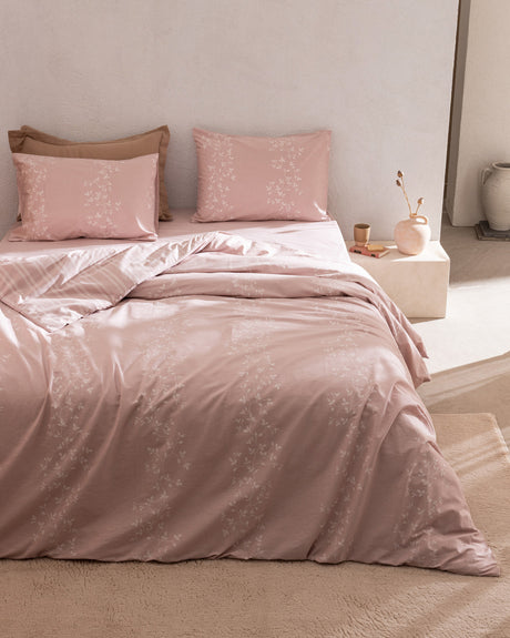 King Size 100% Cotton Ranforce Duvet Set - Printed Powder
