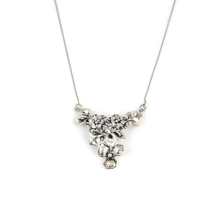 Handcrafted Sterling Silver Flower Bouquet Pendant Necklace