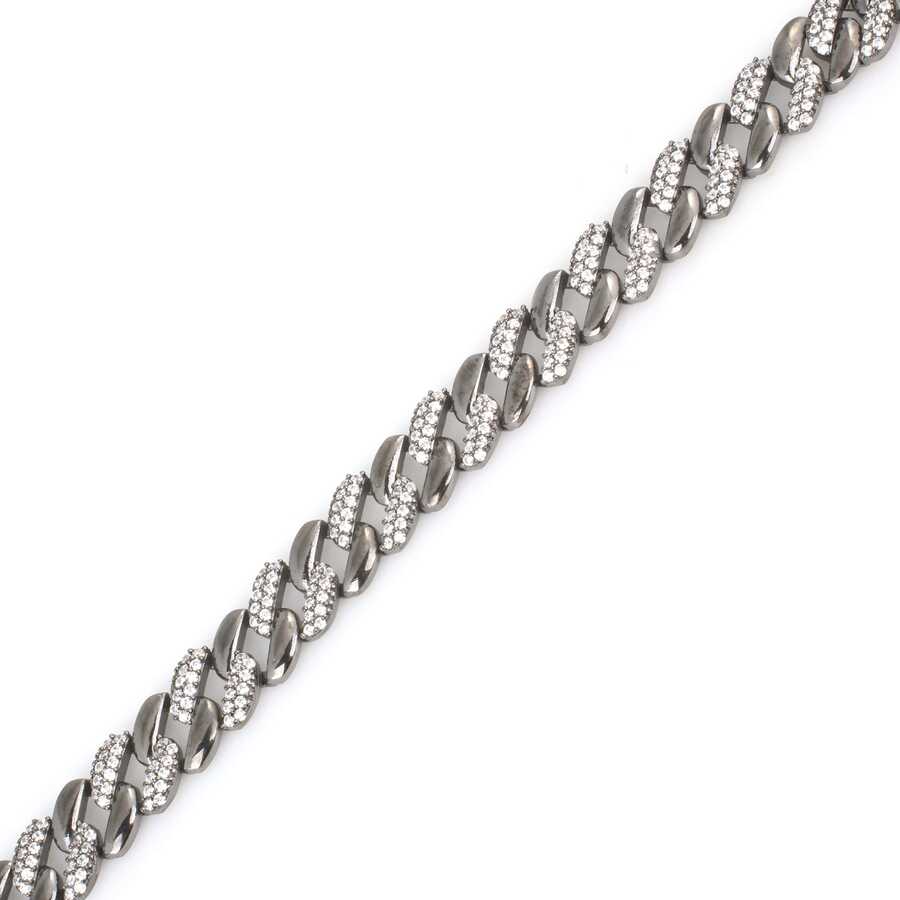 Prémiový stříbrný náramek s bílým zirkonem Gourmet Chain