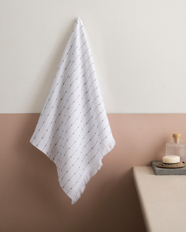 Soft Cotton Face Towel - White and Gray