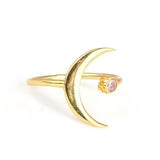 Yellow Plated Sterling Silver Pink Zircon Crescent & Star Ring