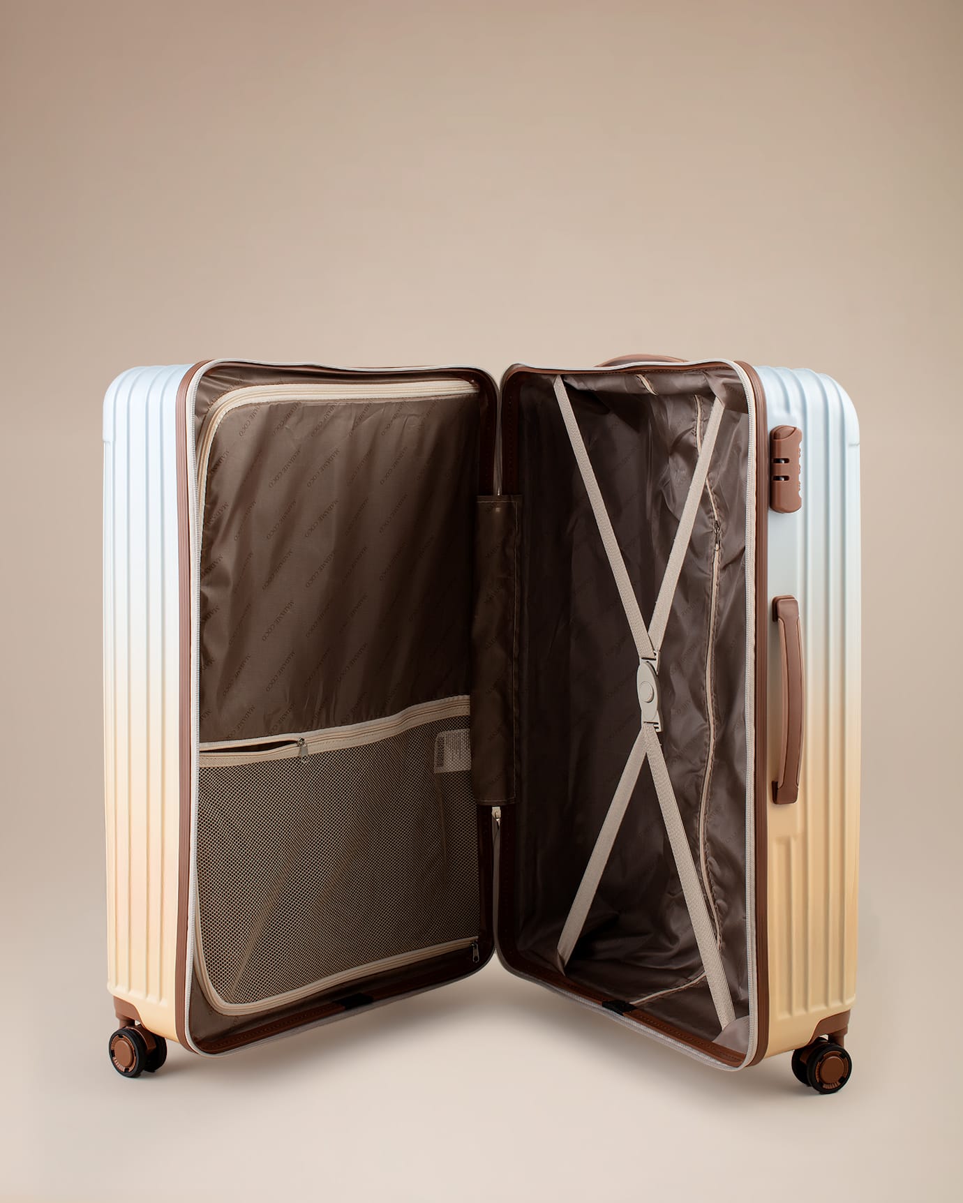 Large Beige Travel Luggage Suitcase