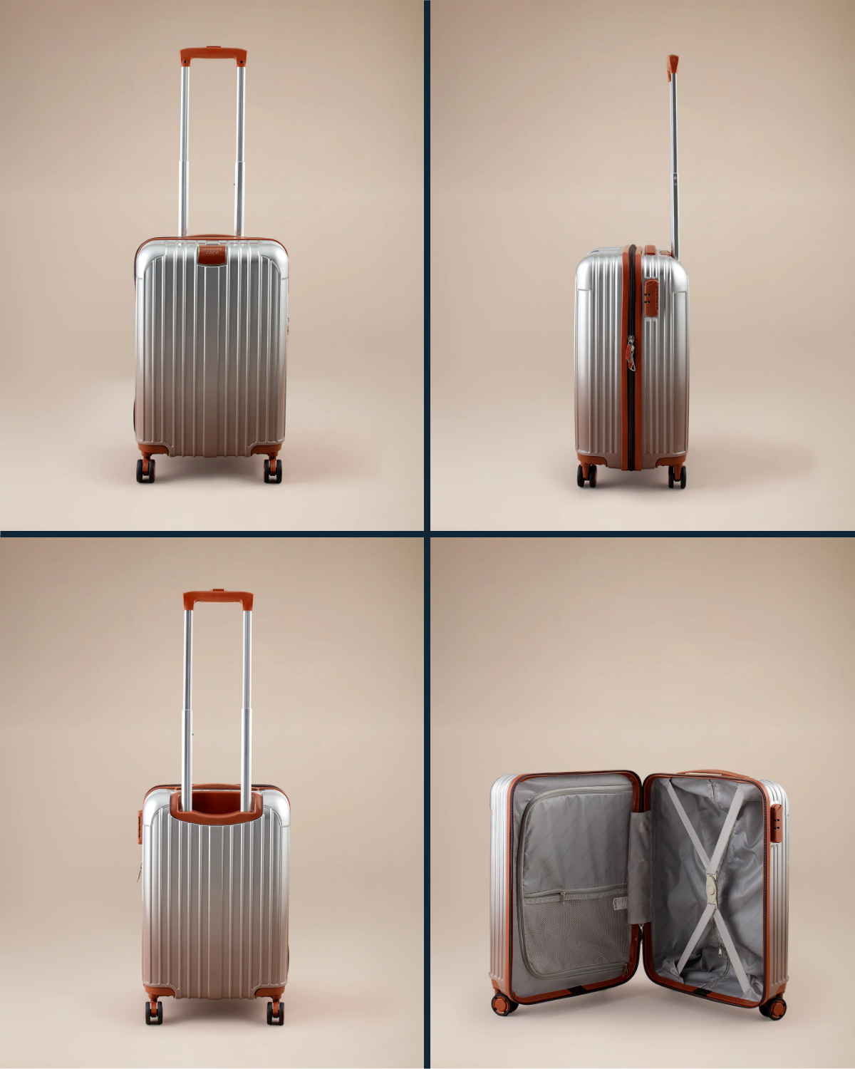 Silver Carry-On Luggage - Hardshell Travel Suitcase
