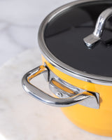 18 cm Titanium Enamel Deep Cooking Pot, Mustard
