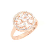 925 Sterling Silver Baguette Zircon Ring - Contemporary Round Design