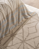 100% Cotton Muslin King Size Duvet Set - Yarn-Dyed Blue/Beige