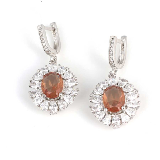 925 Sterling Silver Oval Zultanite & Zircon Dangle Earrings