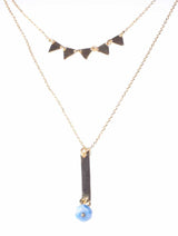 Premium Sterling Silver Blue Opal Triangle Plate Necklace Set