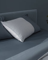 100% Cotton Sateen Double Duvet Cover Set - Leal Blue & White Print
