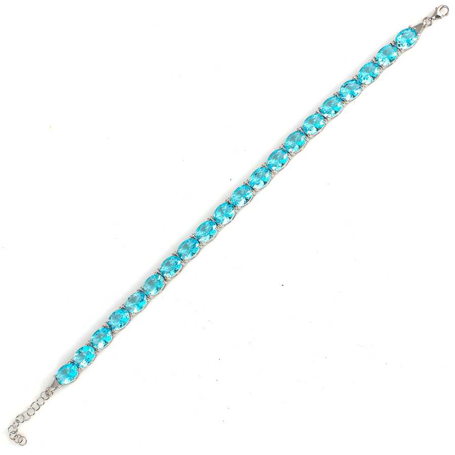 Premium Sterling Silver Aquamarine Line Bracelet