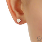 Sterling Silver Tiny Heart Stud Earrings - Minimalist Design