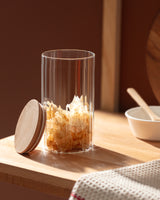 1200ML Medium Cylindrical Glass Food Storage Jar with Ribbed Design
