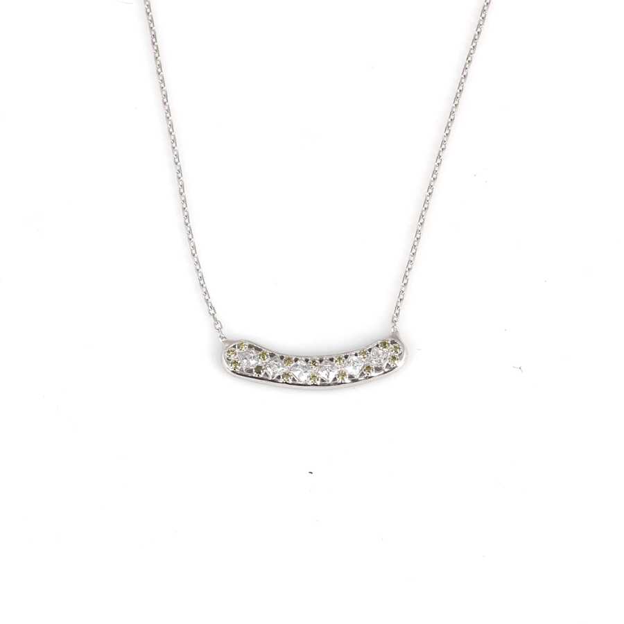 Premium 925 Sterling Silver Aurora Stone Necklace White Yellow