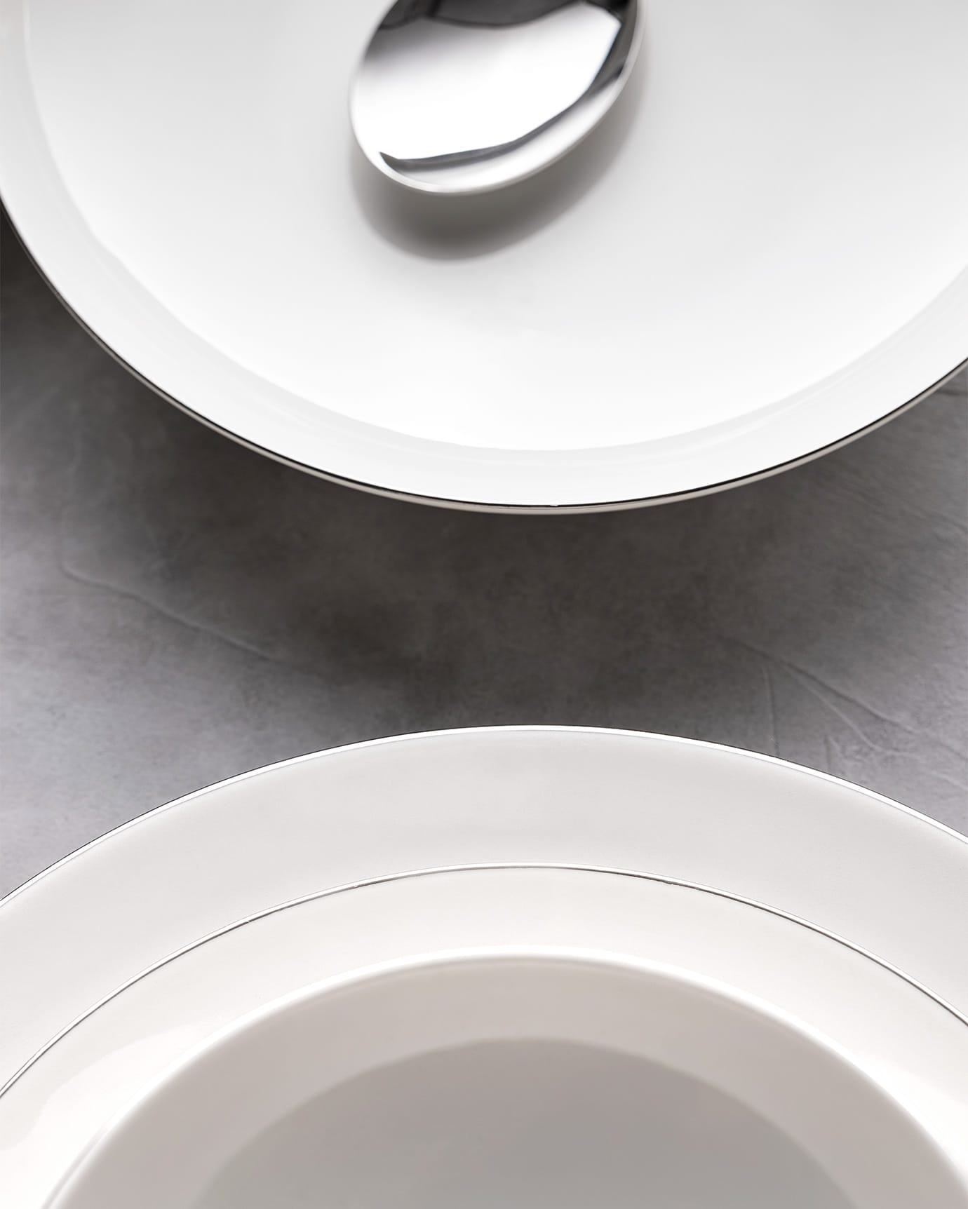 New Bone China 6-Person Dinnerware Set - Ravello White & Silver Trim