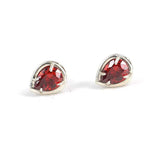 925 Sterling Silver Ruby Zircon Teardrop Stud Earrings - Classic Design