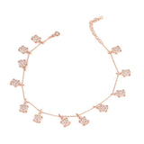 Rose Sterling Silver Turtle Anklet with Zircon Accents