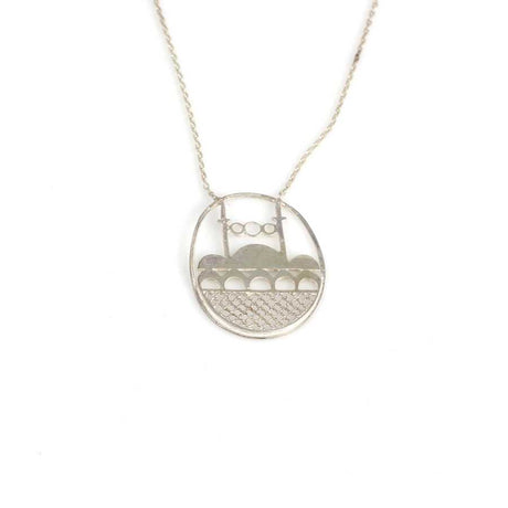 925 Sterling Silver Mosque Pendant Necklace - Intricate Design