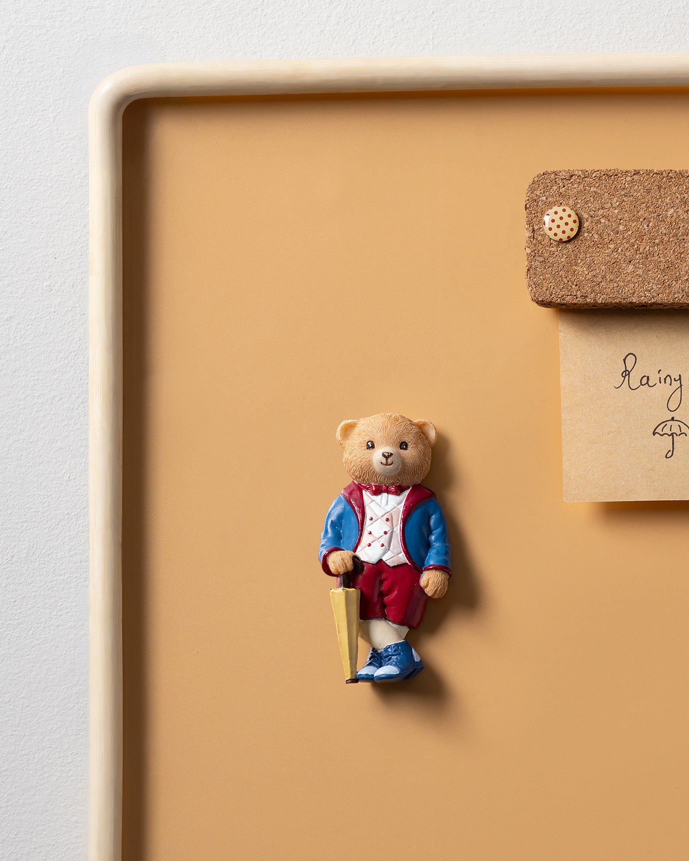 Jolie Bear Refrigerator Magnet - Cute Home Decor Accent - Navy Blue & Burgundy