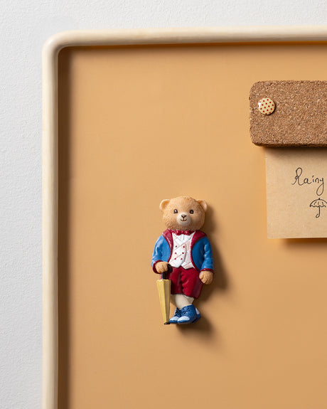 Jolie Bear Refrigerator Magnet - Cute Home Decor Accent - Navy Blue & Burgundy