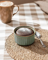 Set of 2 Green Souffle Ramekins - 10 cm Ceramic Baking Dishes