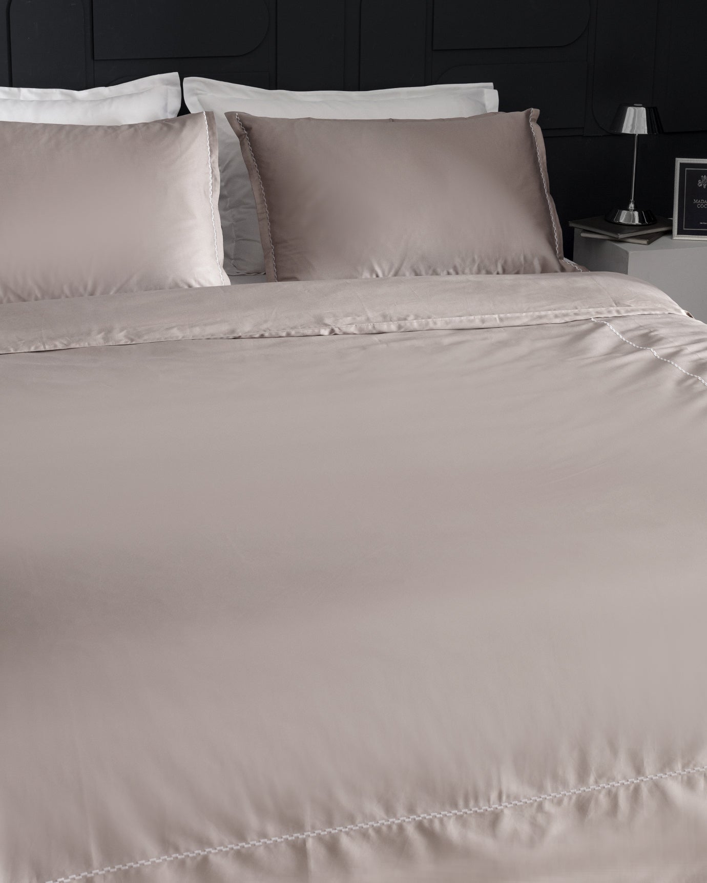 100% Cotton Sateen King Size Duvet Cover Set - Embroidered Design