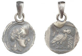 Sterling Silver Caesar Motif Medallion Pendant - Ancient Roman Style