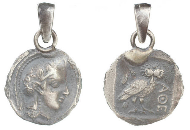 Sterling Silver Caesar Motif Medallion Pendant - Ancient Roman Style