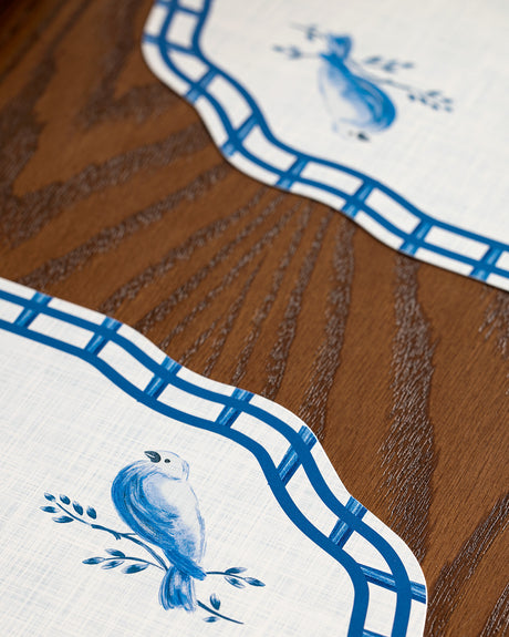 Polyester Placemat Set of 4 - Modern Blue & White Style