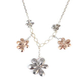 Elegant 925 Sterling Silver Five Flower Design Pendant Necklace