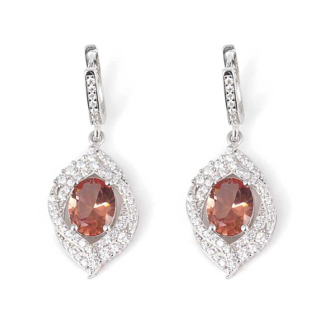 925 Sterling Silver Oval Zultanite & Zircon Spiral Drop Earrings