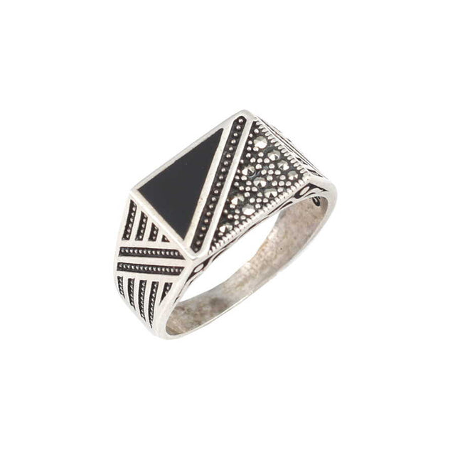 Premium 925 Sterling Silver Geometric Men's Ring